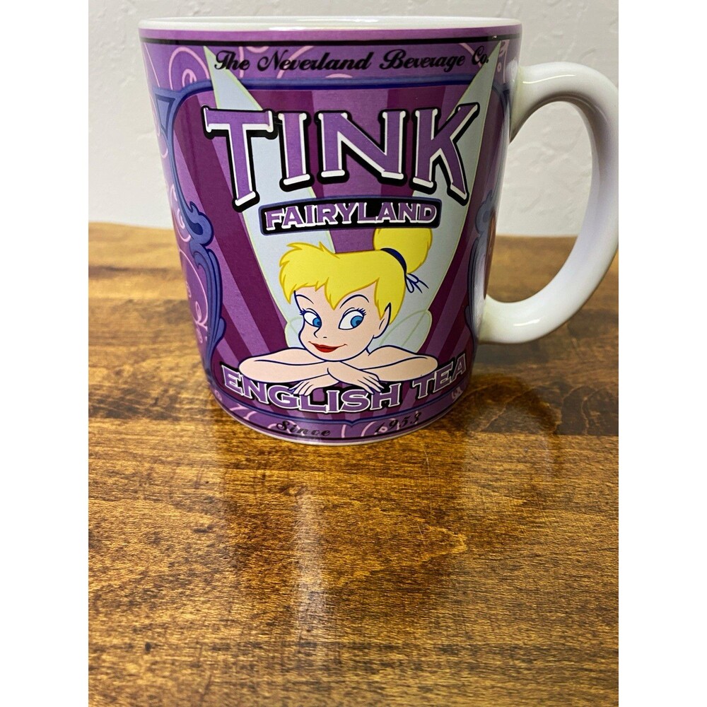 Disney Store Tinker Bell Fairyland English Tea Purple Mug Tink Coffee Cup